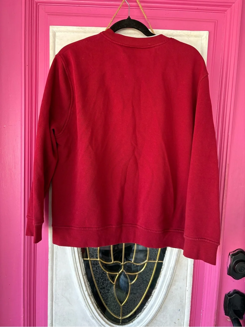 Fall Button-Up Red Cardigan with Pumpkin Embroidery